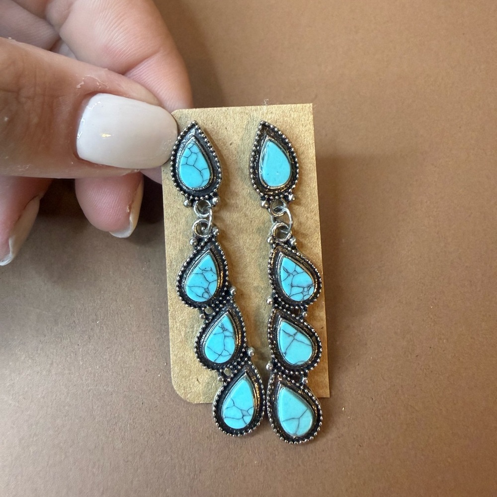 🩵BUNDLE AND SAVE 🩵(3/$16) Turquoise Teardrop Dangle Earrings - Women Jewelry